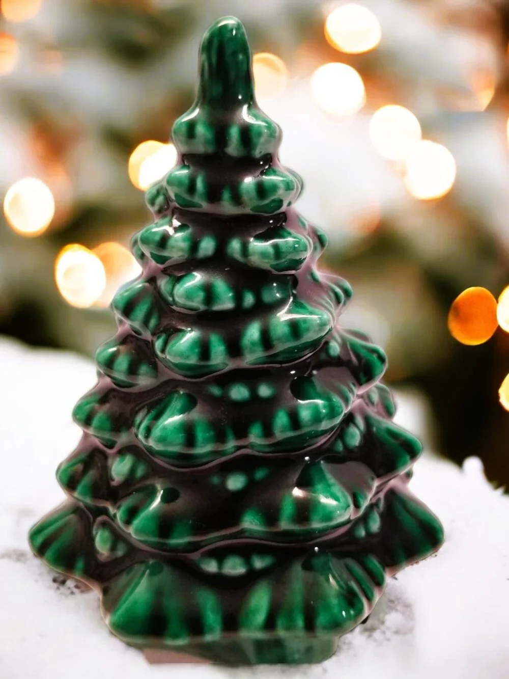 Mini Green Ceramic Christmas Tree Handcrafted Signed Studio Pottery Decor